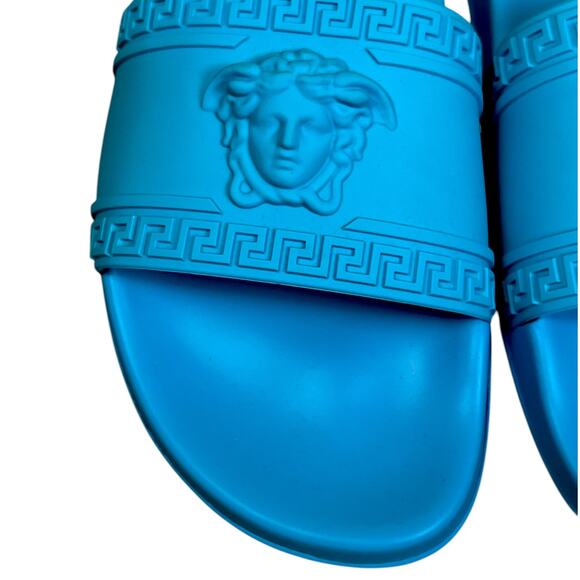 Versace Palazzo Men\'s EU 45 US 12 Sky Medusa Head Blue Pool Slides $395 NIB main image 4